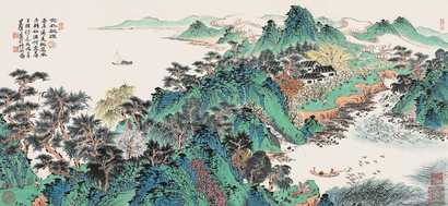 沈明权 丙戌（2006年）作  世外桃源 镜心